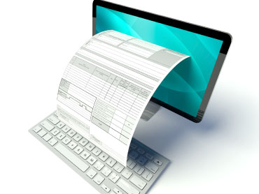 We help work with your electronic fillable forms.

Image: Paper form pours out of a light teal monitor with ready filled text. 